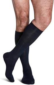 Sigvaris Sea Island Cotton 191CB10 15-20mmHg Mens Closed Toe, Calf Socks - Navy, Size B
