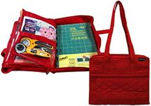 Yazzii Quilter’s Project Bag with 19 Pockets - Storage Craft Bag Organizer - Craft Organizers & Storage for Quilting, Sewing & More -Red