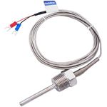 Twidec/2M NPT 1/2"inch Pipe Thread (6X50MM) Temperature Sensor Probe Two Wire Temperature Controller (0~600℃) 304 Stainless Steel K Type Thermocouple MT-205-1/2-6X50