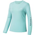 BASSDASH Women’s UPF 50+ UV Sun Protection Long Sleeve Shirts Quick Dry T-Shirt for Fishing Hiking Kayaking, Seafoam/White Logo, Medium