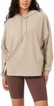 ODODOS Women's Purevibe Cotton Oversized Hoodies Side Slit Sweatshirts Long Sleeve Pullover Top with Pocket, Plaza Taupe, X-Small