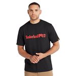 Timberland Men's Standard Core Linear Logo Short-Sleeve T-Shirt, Factory, L Black/Classic Red