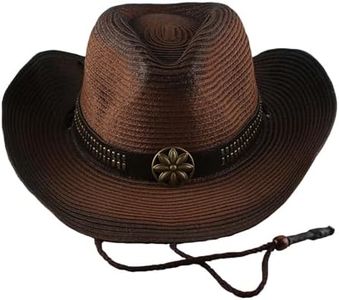 PIDUDU Cowboy Straw Hats，Classic Felt Wide Brim Western Style Hat & Cowgirl Hat with Buckle Women and Men, Coffee, One Size