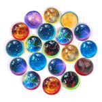 Jatidne 24pcs Bouncy Balls for Kids Party Bag Fillers 30mm Diameter Rubber Balls Colorful Space Pattern Stocking Filler Birthday Gift School Prize