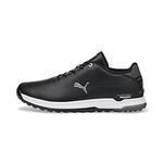 PUMA GOLF Men's Proadapt Alphacat Leather Golf Shoe, Black/Silver, 10.5