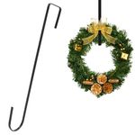 CHEERYMAGIC Christmas Metal Wreath Hanger, 30.5 x 0.6cm Christmas Wreath Door Hanger Over Door Wreath Hook Holder for Christmas Home Office Wall Wedding Wreath Display A7HHGG (0.6cm Black)