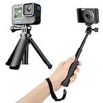 YALLSAME Mini Tripod for GoPro HERO 12 11 10 9 8 7 6 5 4 Action Camera Portable Pocket Tabletop Handgrip Extendable Vlog Selfie Stick with Phone Clip Compatible with Iphone Smartphone Digital Cameras