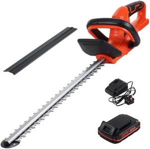 ZELATAN 52cm Cordless Hedge Trimmer, 20V Handheld Hedge Cutter, Lightweight & Compact Bush Trimmer, Battery & Charger Included