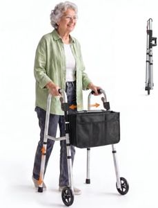 Foldable Walkers for Seniors Silver with Storage Bag, Standard Walker
