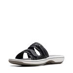 Clarks Women's Breeze Piper Slide Sandal, Black Synthetic, 9 Medium US