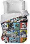 Star Wars Classic Grid Full Comforter - Super Soft Kids Reversible Bedding features Darth Vader, Stormtrooper, and Chewbacca - Fade Resistant Polyester Microfiber Fill (Official Star Wars Product)