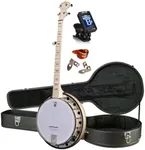 Deering Goodtime 2 5-String Maple Resonator Bluegrass Banjo Nickel Hardware with Instrument Alley Hard Case, Rechargeable Tuner, Dunlop Picks Bundle - Made in the USA
