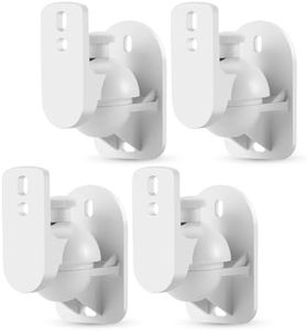 TNP Universal Satellite Speaker Wall Mount Bracket Ceiling Mount Clamp with Adjustable Swivel and Tilt Angle Rotation for Surround Sound System Satellite Speakers - 4 Pack, White