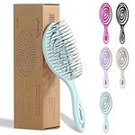 Ninabella Mini Detangling Hair Brush for Women & Men - Does not Pull, Removes Tangles, Brushes for Straight, Curly & Wet Hair - Unique Spiral Detangle Brush -Perfect for on the go, Mint Green