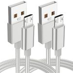 Micro USB Cable [2 Pack] 10FT Android Charger Cable Extra Long Braided Fast Charging Sync Cord Compatible with Galaxy S7 S6 Edge, Kindle, Android Smartphones, Tablets, E-Reader, Pro/Slim, Silver