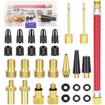 Senbos Bike Valve Adapter Set, 30pcs Bicycle Pump Air Valve Converter Bike Inner Tube Patch Kits, Bike Tire Valve Adapters Ball Pump Needle Nozzle Inflator Kit for Bike Tire, Gym Ball, Inflatable Toy