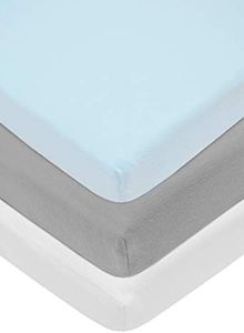 American Baby Company 100% Natural Cotton Jersey Knit 18" x 36" Cradle/Bassinet Sheet - Fitted, Blue/Gray/White, Soft Breathable, for Boys and Girls