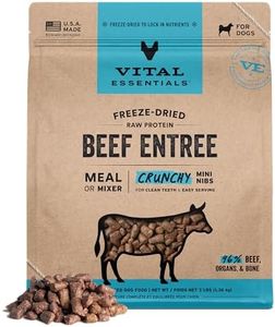 Vital Essentials Freeze Dried Dog Food, Raw Beef Crunchy Mini Nibs | Complete Meal or Topper | 96% Beef, Organs & Bone | Limited Ingredient, High Protein, Grain Free Dry Dog Food | 3 lb Bag