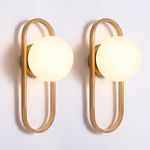 Wall Sconces Set of 2 Wall Sconces Gold Wall Sconce White Globe Wall Lamp Glass Wall Lamp Living Room Wall Lamp Set of 2 Wall Lamps for Bedroom Set of 2