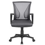 Yaheetech Dark Grey Office Chair Executive Computer Chair Ergonomic Swivel Work Chair Fabric Mesh Chair with Comfy Lumbar Back Support and Wheels for Home Students Study