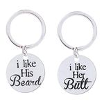 JK Home 2pcs Couples Gifts Key Chain Set - I Like His/Her Keyring Couples Keychains Set - Stainless Steel Funny Gifts for Husband Wife Boyfriend Girlfriend Keychain Lover Christmas Valentines Day