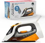 Sunbeam Verve 650 CeraFlow Steam Iron | Durable Ceramic Soleplate, 150g/min Steam Shot, 300mL Tank, 2400W Fast Heat-Up, Safe Store Indicator, Auto-Off, Saffron & White, SRC6500