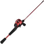 Zebco Slingshot Spincast Reel and Fishing Rod Combo, 5-Foot 6-Inch 2-Piece Fishing Pole, Size 30 Reel, Right-Hand Retrieve, Pre-Spooled with 10-Pound Zebco Line, Red