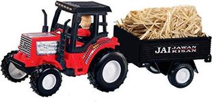 ZIGOST Farmer Tractor Toy with Trolley Toy Unbreakable Pull Back Vehicles Friction Powered Engineering Construction Truck Toy for 3+ Years Old Kids Boys Girls (Multicolor)