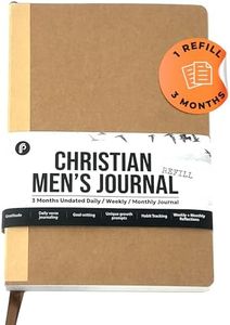 Prazoli Christian Bible Prayer Journal For MEN 3-Month Refill - Study Scripture Notebook & Planner Daily Devotional Undated | Religious Jesus Faith Gifts for Graduation, Pastor Baptism & Church
