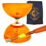 Juggle Dream Orange Cyclone Quartz II Triple Bearing Diabolo with Coloured Superglass Sticks and Carry Bag - Pro Clutch Diablo Set