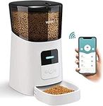 WOPET 6L Automatic Cat Feeder,Wi-Fi Enabled Smart Pet Feeder for Cats and Dogs,Auto Dog Food Dispenser with Portion Control, Distribution Alarms and Voice Recorder Up to 15 Meals per Day