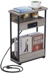 YEAKOO Narrow Side Table With Charg