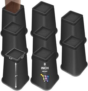 NKPOPHETE 8 inch Bed Risers Adjustable Furniture Risers - Heavy Duty Non-Slip Lift Supports for Beds/Couches/Sofas, Durable Square Design with Creates Storage Space (8 Pack Black, 8 inch Square)