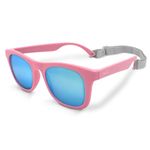 Jan & Jul Toddler Girl Sunglasses with Strap, Flexible Soft Frames, Mirrored UV400 Lenses (S: 6 Months-2 Years, Peachy Pink Aurora)