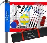 Badminton & Volleyball Combo Set - Professional Volleyball Net for Lawn, Backyard, Easy Set up Volleyball Set with Carry Bag, Boundary Line | Come with Flying Discs for Family Fun