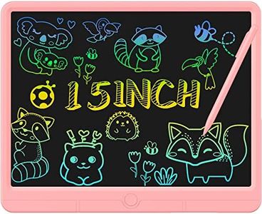 LCD Writing Tablet 15 Inch, Colorful Screen Doodle Board Drawing Pad for Adults & Kids, Electronic Writing Board Drawing Tablet, Educational Toys Gifts for 3-12 Year Old Boys, Girls,Toddler (Pink)