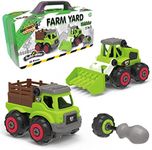 Construct IT Buildables 2-in-1 Farmyard Set - 38 Pieces Farm Vehicles Construction Set - STEM Toys for 3+ Year Old - Tractor and Farm Truck Construction Toys - Build Your Own Farm Vehicles