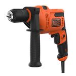 BLACK+DECKER Hammer Drill, 13mm Keyed Chuck, 13mm Drilling Capacity for Masonary and Steel, 20mm Drilling Capacity for Wood, 0-2900 RPM, 500W, BEH200-GB