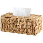 StorageWorks Wicker Napkin Holder, Water Hyacinth Tissue Box Cover, Decorative Tissue Box Holder with Lid, Handwoven Napkin Dispenser