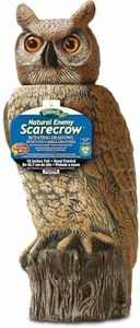 Dalen Rotating Head Fake Owl Decoy to Scare Birds Away from Gardens, Rooftops, and Patios - Scarecrow Provides Chemical-Free Pest Control - Safe and Humane, 18" 360º Rotating Head