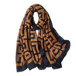 FINIZO Women's Scarves Lady Light Soft Fashion Solid Scarf Wrap Shawl for All Season, 02-black Brown, One Size