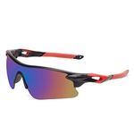 Roshfort Mens Sports Non-Polarized Sunglasses Uv Protection Sunglass For Men Cycling Running Driving Fishing Glasses (Red,Black), Large