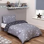 Dreamscene Galaxy Stars Duvet Cover with Pillowcase Kids Reversible Charcoal Bedding Set, Silver Grey,2 pieces, Single