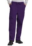 CHEROKEE Men's Drawstring Cargo Scrub Pant, Eggplant, 5X-Large