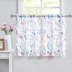 Fragrantex Flower Purple Kitchen Curtains 45 inch Length Multi-Color, Travel Trailer Print Floral Window Curtains Rustic Farmhouse Curtains 2 Panels Rod Pocket 28" W x 45" L