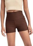 Floerns Girls Dance Shorts Breathable Rib Knit Sporty Running Biker Shorts Coffee Brown 10Y