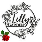 Personalized Flower Garden Name Sign, Custom Metal Wall Art, Gift for Gardener, Decorative Hanging Outdoor Decor, Flower Sign Plaque, Mom's Garden, Grandma's Garden, Metal Plate, Handmade Decoration