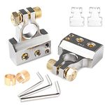 MICTUNING Marine Battery Terminals,4 Terminal Connectors,Negative and Positive Copper Plate Cable Clamp Quick Connector for Boat Caravan Van Motorhome Motorcycle (4-way)