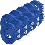 GearIT Cat6 Ethernet Cable 15 ft (10-Pack) Flat Internet Network Cable, Cat6 Patch Cords, Cat6 Cable, Cat 6 Cable, Cat 6 Ethernet Cable, RJ45 Connectors for Router, Modem - Blue 15 Feet