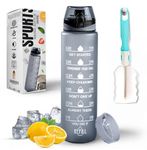 K-MART Water Bottle 1L, Sports Water Bottle with Time Markings, BPA-Free, Leak-Proof Drinks Bottle, Perfect for Running, Cycling, Gym, Yoga, Camping and Outdoor Activities, Grey